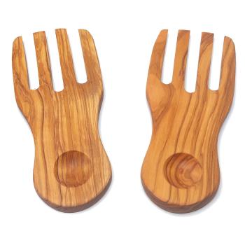 Salathände Olivenholz - Salatbesteck zum Mischen & Servieren von Dressings & Saucen - 19,5 cm, handgefertigt in Italien, geölt, MOCA-zertifiziert