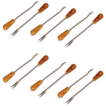 12 Partygabeln aus Olivenholz- für Snack & Tapas - wiederverwendbar - handgefertigt & MOCA-zertifiziert - inkl. Schälchen zur Aufbewahrung