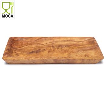 Preview: Eckige Olivenholz-Schale - Allzweckschale & Polentaschale für Lebensmittel - Flach, handgefertigt, 28x16x2 cm - 100% Olivenholz Italien