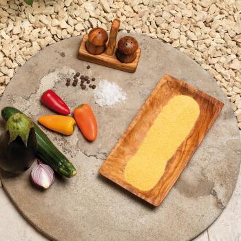 Preview: Eckige Olivenholz-Schale - Allzweckschale & Polentaschale für Lebensmittel - Flach, handgefertigt, 28x16x2 cm - 100% Olivenholz Italien