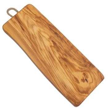 Rechteckiges Brett aus 100% Olivenholz mit Kordel, 42 x 13 x 1,8 cm