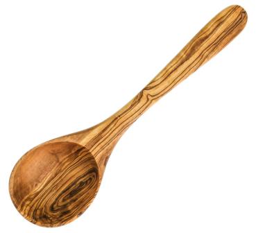 Olivenholz Suppenkelle - Handgefertigt, 35cm lang - Rustikales Design für mediterranes Kochen & Servieren von Suppen & Eintöpfen - Antibakteriell