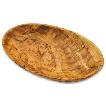 Olivenholz Schale oval - Handgefertigt, einzigartiges Holzmuster - 16x10x2,5cm - Robust, pflegeleicht, MOCA-zertifiziert, Made in Italy