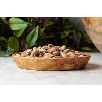 Preview: Olivenholz Schale oval - kleine Holzschale für Snacks Dips Süssigkeiten - 12x8x2,5cm - handgefertigt geölt Unikat aus Italien- MOCA-zertifiziert