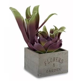 Preview: Blumentopf aus Holz mit Kunstpflanze – Rechteckig, 15x28x15 cm – Vintage-Design, pflegeleicht, für Zuhause & Balkon – Flowers & Garden