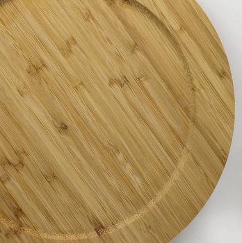 Preview: Bambus Dekorationsteller - Platzteller Servierplatte Schneidebrett - Massivholz Naturmuster Robuster Teller - 30x30cm Braun/Gemasert - Zeitlos Elegant