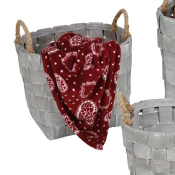 Preview: 3er-Set Körbe Tannenholz whitewashed - Landhausstil Aufbewahrungskörbe mit 2 Jute Henkeln - Stapelbar - Vielseitig als Pflanzentopf nutzbar