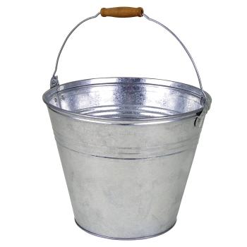 Zinkeimer mit Holzgriff – Verzinkter Metall Eimer für Garten, Balkon, Terrasse – 10 Liter Fassungsvermögen, 29x24cm – Shabby-Look & robust
