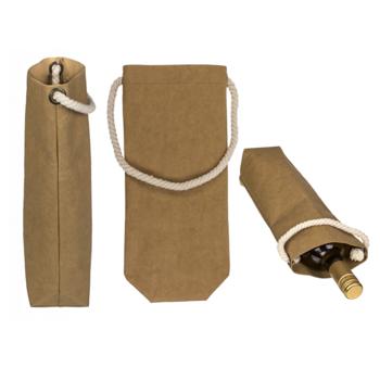 Flaschentasche Kraftpapier - Robuster Flaschenhalter für Wein & Spirituosen - Umweltfreundlich mit Kordel & verstärkten Ösen - Braun 8x33cm