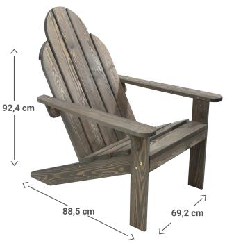 Preview: Adirondack-Stuhl aus Fichtenholz - Gartenstuhl im zeitlosen Design - geneigte Rückenlehne, breite Armlehne - 69,2x88,5x92,4 cm, grau