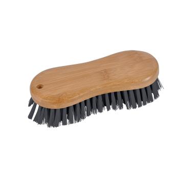 Scheuerbürste aus Bambus - Ergonomischer Griff - Feste Borsten für effiziente Reinigung von Bad, Küche, Fliesen, Garage - Langlebig - 15 cm