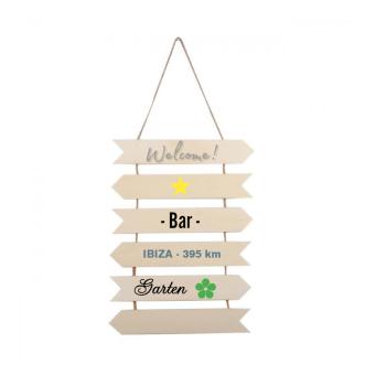 Preview: 6 Holzschilder Pfeil zum Bemalen & Gestalten - Kreativer Wegweiser & personalisiertes Geschenk für Gartenparty Zuhause Café - 29x40cm Braun HDF