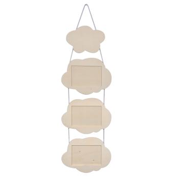 4 Hängende Wolken aus Holz für Bilder - Persönliche Deko zum Beschriften & Bemalen - 29x16x8cm HDF Braun - Individuelles Geschenk