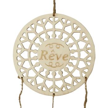 Preview: Traumfänger Rêve aus Holz - Schützt vor schlechten Träumen & fördert guten Schlaf - Natur-Deko zum Beschriften - 23,5x15,5cm - Braun