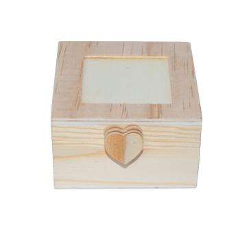 Holz Aufbewahrungsbox mit Herz - Naturdesign für Schlüssel & Geschenke - 7,5x8x4,5 cm - Zum Bemalen & Dekorieren - Piniensperrholz