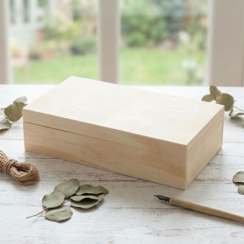 Aufbewahrungsbox aus Holz natur – Praktische Schatulle mit Deckel für Schlüssel Karten Geschenke – Ideal zum Bemalen & Dekorieren – Braun, 22x12x5,5cm