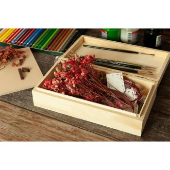 Preview: Aufbewahrungsbox aus Holz natur – Praktische Schatulle mit Deckel für Schlüssel Karten Geschenke – Ideal zum Bemalen & Dekorieren – Braun, 22x12x5,5cm