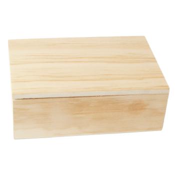 Holz Aufbewahrungsbox mit Deckel 19.5x7x13cm - Für Zucker, kleine Gegenstände & Geschenke - Zum Bemalen und Dekorieren geeignet - Natur HDF braun