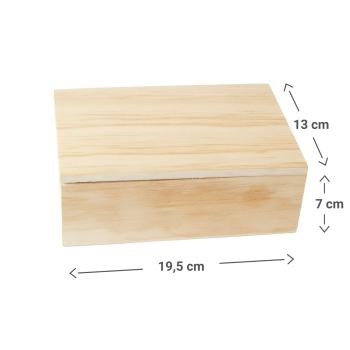 Preview: Holz Aufbewahrungsbox mit Deckel 19.5x7x13cm - Für Zucker, kleine Gegenstände & Geschenke - Zum Bemalen und Dekorieren geeignet - Natur HDF braun