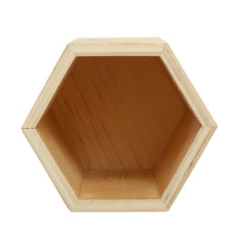 Preview: Stiftehalter Holz sechseckig - Natur Design, 10x8 cm - Kreativ gestaltbar für Homeoffice, Küche, Schlafzimmer - Nachhaltige Organisation - Braun Sperrholz