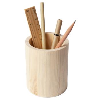 Runder Holz-Stiftehalter Natur - Nachhaltige Schreibtisch-Organisation - 10x8 cm - Ideal zum Bemalen & Dekorieren für Büro, Küche & Schlafzimmer