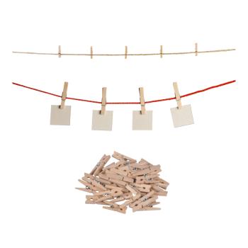 Preview: Mini-Klammern aus Holz Natur 100 Stück - Schnelles Befestigen von Fotos Notizen Geschenken - Ideal zum Basteln Dekorieren Verschliessen - Länge ca. 2,5cm