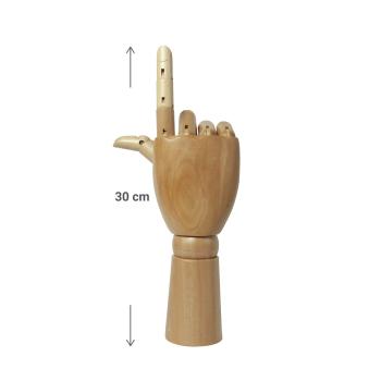 Preview: Holz-Hand Glieder verstellbar - Zeichenhilfe für Profis & Anfänger - Höhe 30 cm - Buchsbaum Holzdeko Skizzieren Proportionen Schattierungen üben