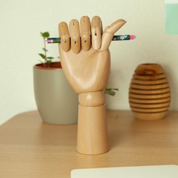 Preview: Holz-Hand Glieder verstellbar - Zeichenhilfe für Profis & Anfänger - Höhe 30 cm - Buchsbaum Holzdeko Skizzieren Proportionen Schattierungen üben