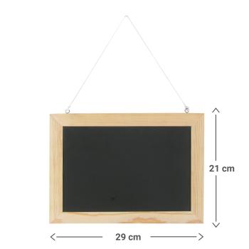 Preview: Holz Schreibtafel zum Aufhängen - Nachrichtenbrett für Küche, Wohnzimmer & Kinderzimmer - 21x29cm - Schwarz-Braun - Für Kreide & Kreidestifte