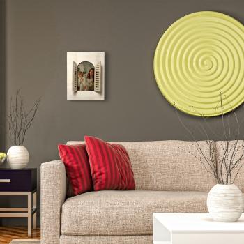 Preview: Fotorahmen aus Holz mit Fensterläden - Rustikale Deko für Schlaf- & Wohnzimmer - Braun MDF 18x23 cm für Fotos 10x15 cm - Einfach wechselbar