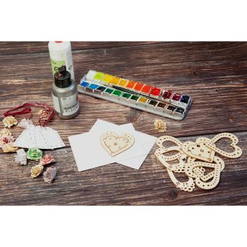 Preview: 8 Holz-Herzen Verzierungen-Set - Naturholz Deko für Tische, Partys & Fensterbänke - DIY Bastelzubehör, unbehandelt, bemalbar, beklebbar, geruchsneutral - MDF Braun