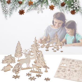 Preview: 3D-Puzzle Tannenbaum aus Naturholz - Kreative Weihnachtsdekoration zum Basteln & Bemalen - Sinnvolle Freizeitbeschäftigung für Jung & Alt