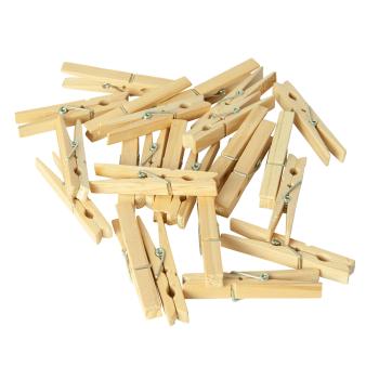 Preview: Holz Wäscheklammern 24 Stück Natur - Ideal für Kleidung, Fotos & Notizen - Vielseitig einsetzbar, beschriftbar & zum Tütenverschliessen - Länge 7cm