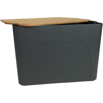 Preview: Aufbewahrungsbox mit Deckel, Kunststoff und Bambus, 40 x 27 x 24,5 cm, anthrazit