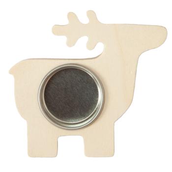 Preview: Kerzenhalter aus Holz - Rentier Design & natürliche Maserung - Handgefertigt aus einem Stück Holz - Dekoration für Teelicht & kleine Kerzen - zum Verzieren