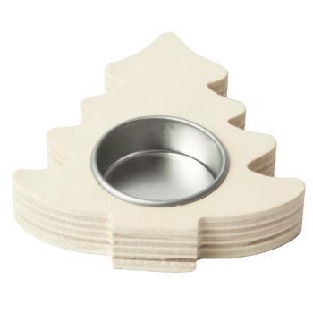 Kerzenhalter Weihnachtsbaum aus Holz - Naturbelassen & aus einem Stück gefertigt - Für Teelicht - Braun MDF - Zum Verzieren & Bemalen