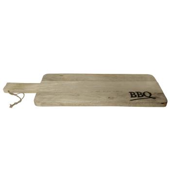 Mangoholz Schneidebrett - Servierbrett mit BBQ Aufdruck - 60x20x2cm - Robust & widerstandsfähig - Für Obst, Gemüse, Brot & Frühstück