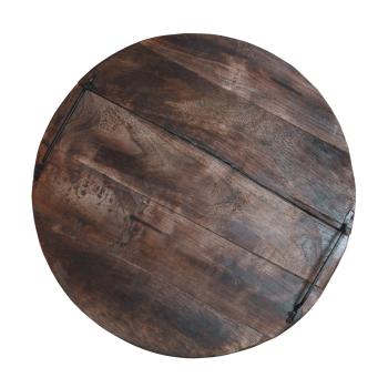 Rundes Schneidebrett aus Mangoholz - mit Metallgriffen für sicheres Servieren - Ø 40x6cm - Robust & widerstandsfähig für Küche & Gastronomie