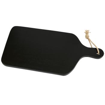 Schneidebrett Kautschukholz 58x28x2cm - Robust & Stilvoll für Küche, Frühstück & Servieren - Dunkelbraun mit Griff und Kordel