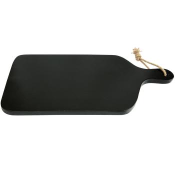 Preview: Schneidebrett Kautschukholz 58x28x2cm - Robust & Stilvoll für Küche, Frühstück & Servieren - Dunkelbraun mit Griff und Kordel