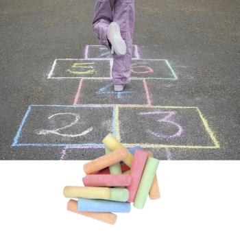 Preview: Strassenmalkreide Set - 15 Farben zum Malen auf Stein, Tafel, Asphalt - Einfach abwaschbar - Fördert Kreativität & Bewegung - Ideal als Geschenk