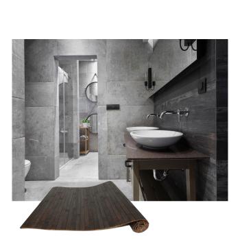 Preview: Bodenmatte aus Bambus dunkelbraun - Rutschfeste Unterseite - Schont Böden & Teppiche - Ideal für Küche Bad - Umweltfreundlich 50x80cm