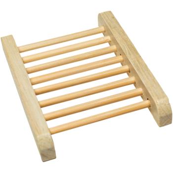 Preview: Bambus-Seifenschale - handgefertigt & nachhaltig - mit praktischen Quer-Streben für schnelles Trocknen - gesundheitlich unbedenklich, 35g braun