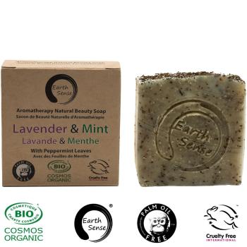 Preview: Feste Bio-Seife 100g - Handgemacht, Palmölfrei, Vegan - Lavendel & Minze Duft - 72% kaltgepresste Bio-Öle - Natürliche Hautpflege & Duschroutine