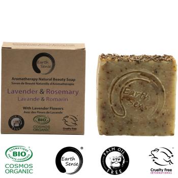 Preview: Feste Bio-Seife 100g Lavendel-Rosmarin-Duft - Palmölfrei Vegan Handgemacht mit 72% kaltgepressten Bio-Ölen - Feuchtigkeitsspendend für jeden Hauttyp