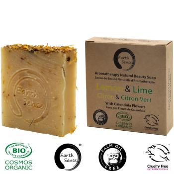 Preview: Handgemachte Bio-Seife - Zitrone & Limette Duft - Palmölfrei, Vegan, 100g, mit 72% kaltgepressten Bio-Ölen - Pflege für Hände, Körper, Haar