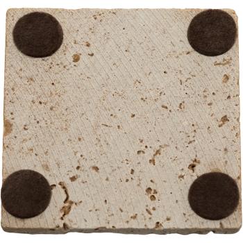 Preview: Travertin Seifenablage Naturstein - quadratisch kräftig-braun 10x10cm - Handgefertigt - Für feste Seifen & Shampoos - Auch als Untersetzer verwendbar