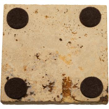 Preview: Seifenablage aus Travertin Naturstein - Gold-gelb, handgefertigt & unbehandelt - Hygienisch, wasserabsorbierend - 10x10cm - Für Seife & Shampoo