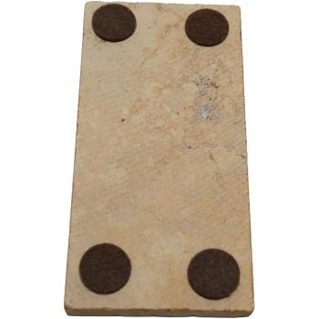 Preview: Seifenablage aus Travertin rechteckig - gold-gelb Naturstein handgefertigt - für feste Seifen Shampoos - 14,5 x 7 cm hygienisch schick