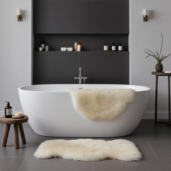 Preview: Echtes Schaffell 90x60 cm - Elfenbein - Besonders weich & flauschig - Luxuriöse Wohnakzente & natürliche Eleganz - Teppich Bettvorleger Sitzauflage